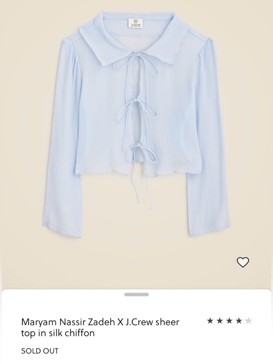 J. Crew Tops - Maryam Nassir Zadeh x J. Crew Light Blue Sheer Tie-Front Silk-Chiffon Blouse